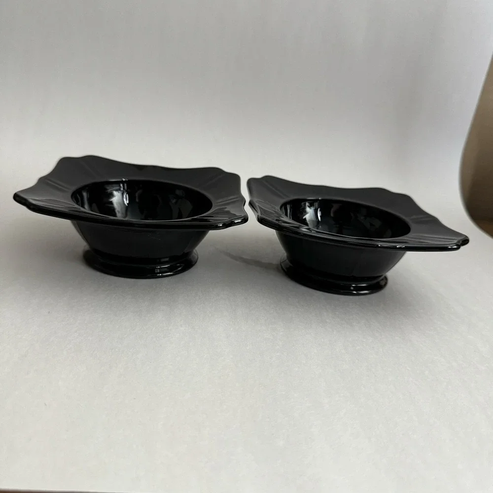 Vintage Black Amethyst Glass Square‎ Bowls Small Relish Nut 4.5